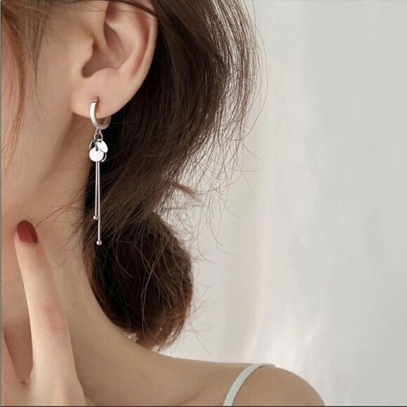 #2 Sterling Silver Coin Tassel Earrings - Picture 3 of 6